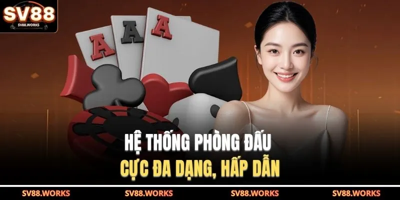 Game Bài SV88 2 Hệ thống phòng đấu cực đa dạng, hấp dẫn